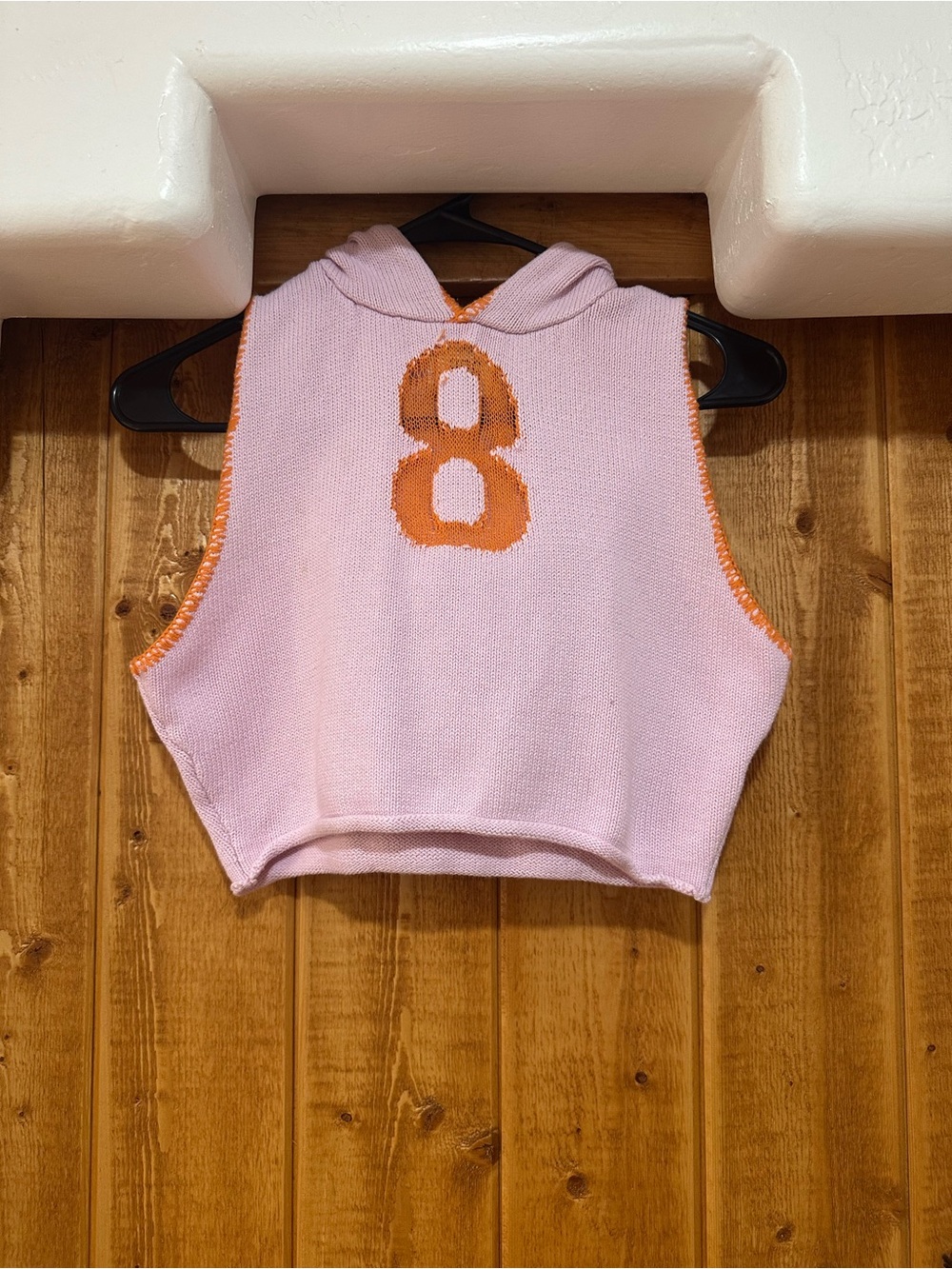 BDG Orion Cropped Hoodie Sweatshirt Pink And Orange Number Eight Size M
